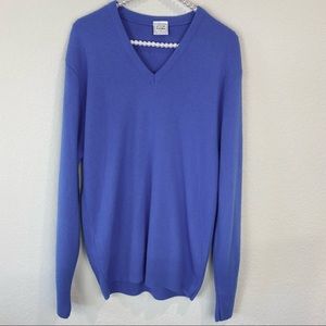 Vintage Pierre Cardin Blue V-Neck Sweater